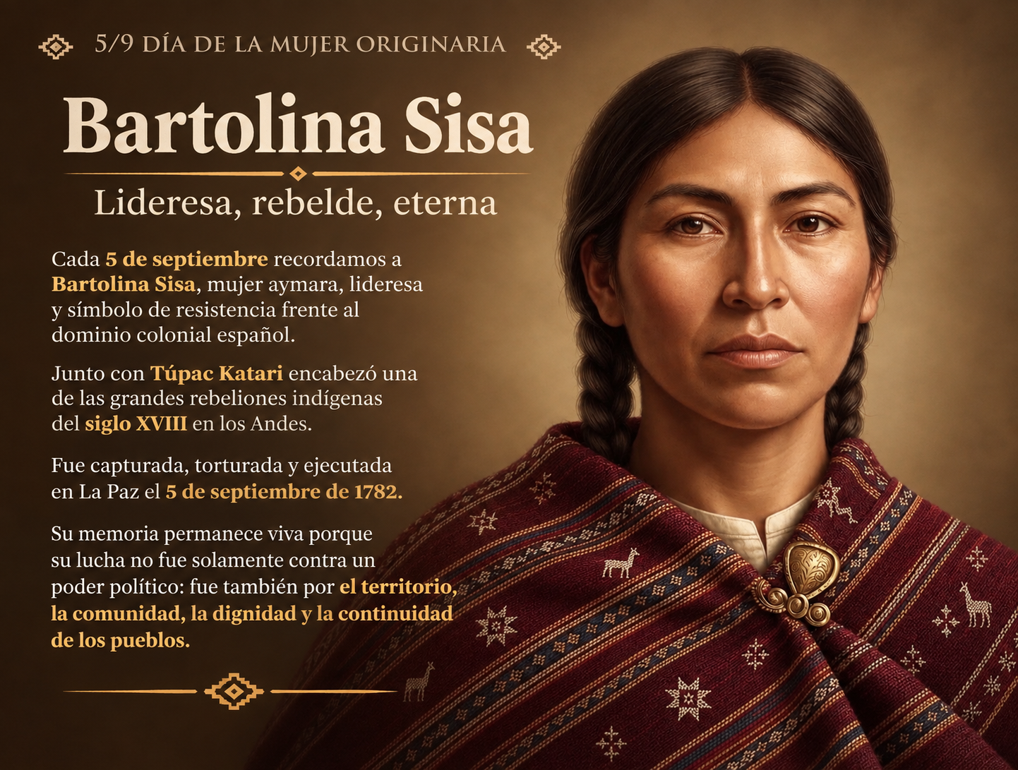 ¡¿POR QUÉ EL 5 DE SEPTIEMBRE ES EL DÍA DE LA MUJER ORIGINARIA?!